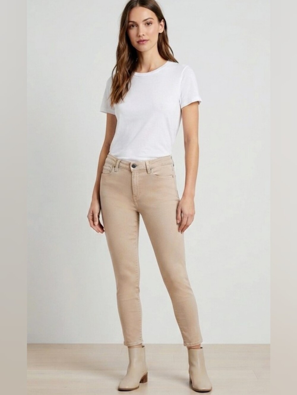 Buffalo David Bitton Aubrey High Rise Ankle Grazer Skinny Jeans Beige - 4